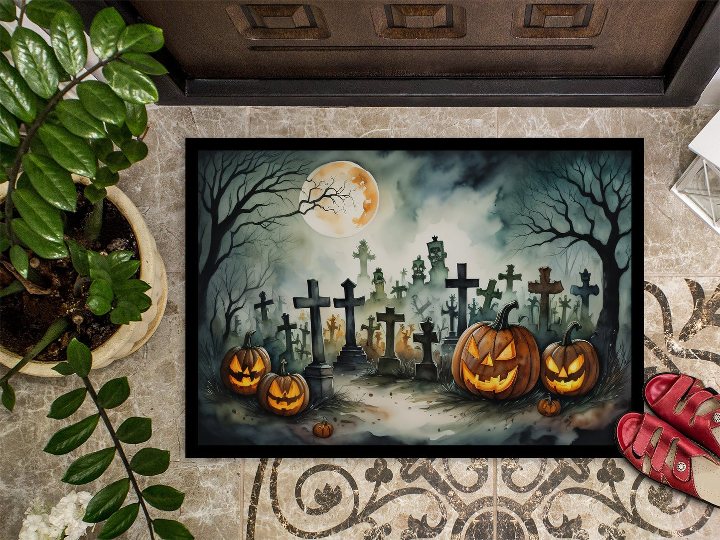 Graveyard Spooky Halloween Doormat - One Color / One Size - Home & Garden - Home Textile - Carpets & Rugs