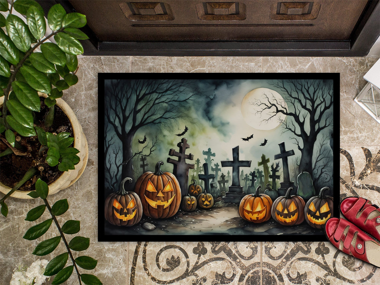 Graveyard Spooky Halloween Doormat - One Color / One Size - Home & Garden - Home Textile - Carpets & Rugs