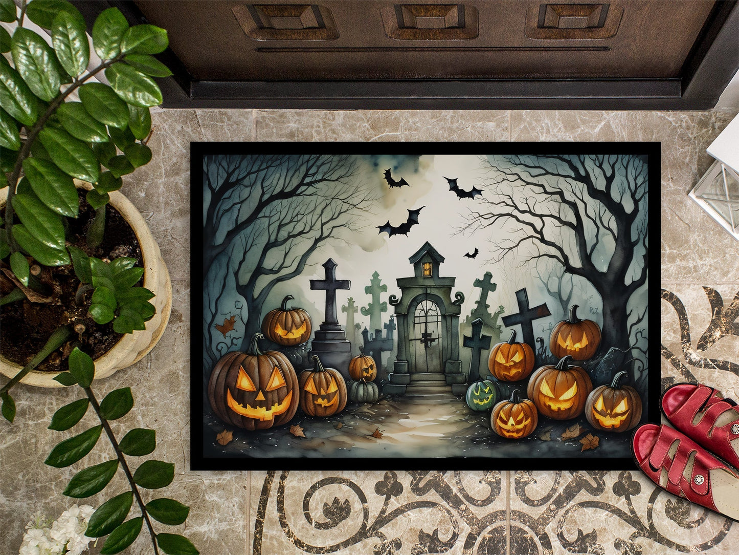 Graveyard Spooky Halloween Doormat - One Color / One Size - Home & Garden - Home Textile - Carpets & Rugs