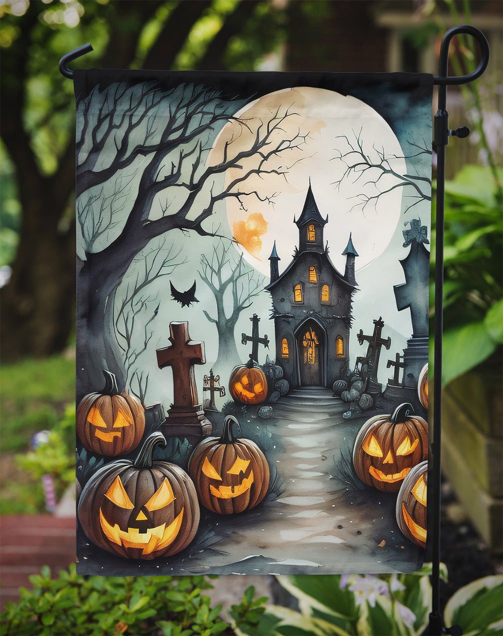 Graveyard Spooky Halloween Garden Flag - One Color / One Size - Home & Garden - Home Decor - Flags Banners & Accessories