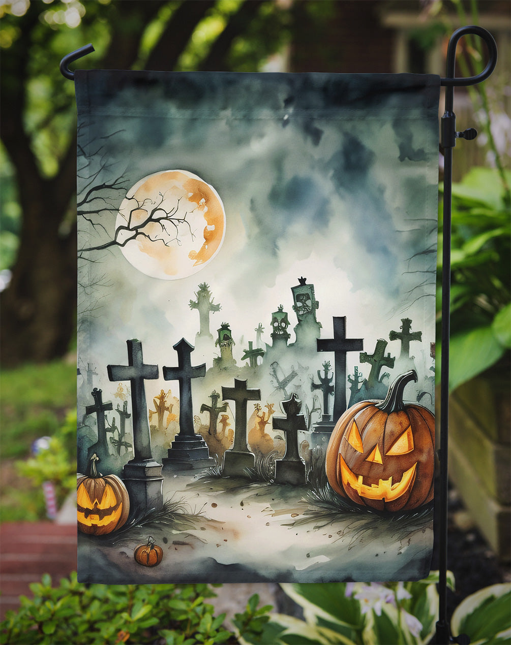 Graveyard Spooky Halloween Garden Flag - One Color / One Size - Home & Garden - Home Decor - Flags Banners & Accessories