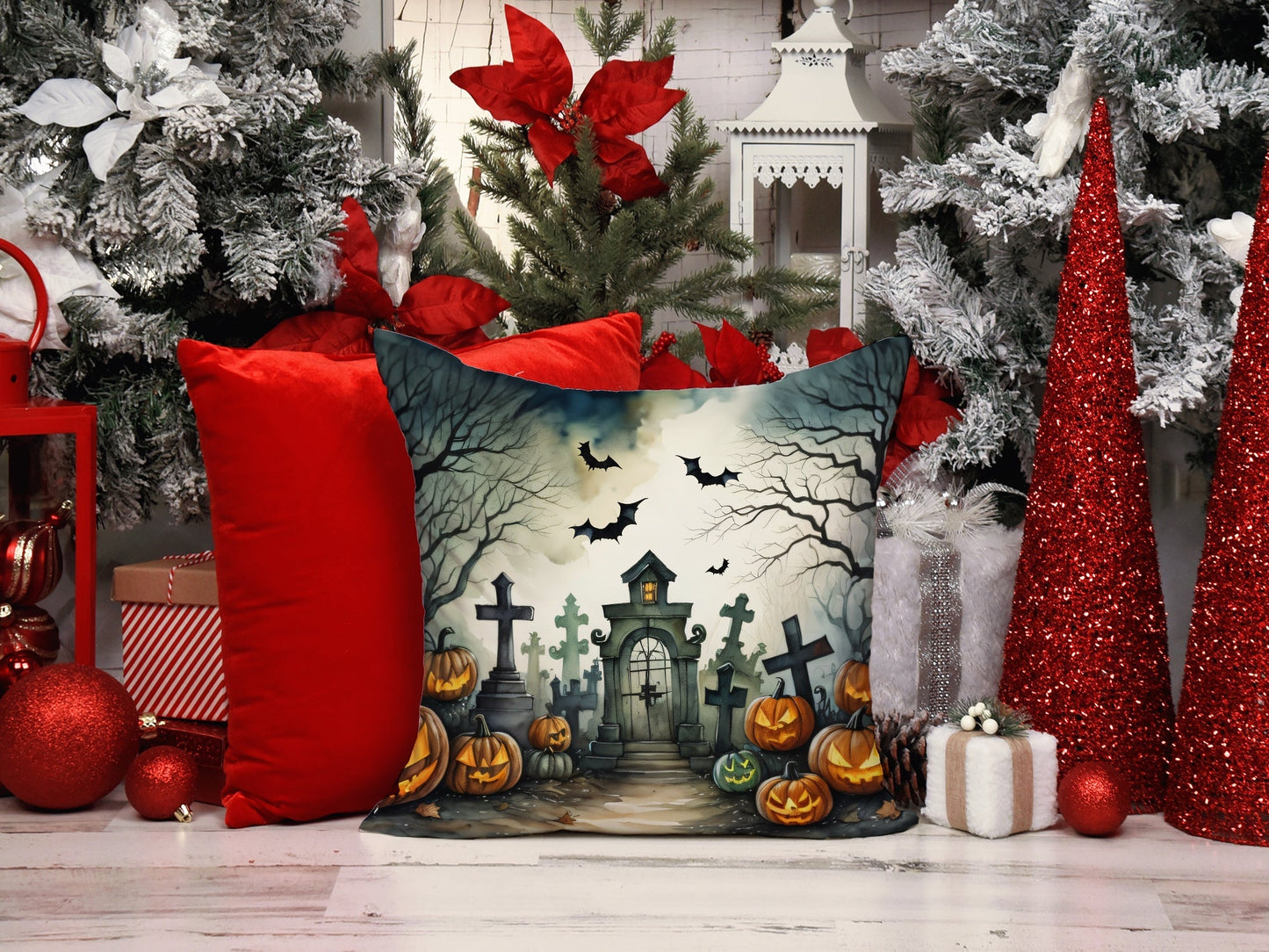 Graveyard Spooky Halloween Throw Pillow - One Color / One Size - Home & Garden - Home Textile - Pillows
