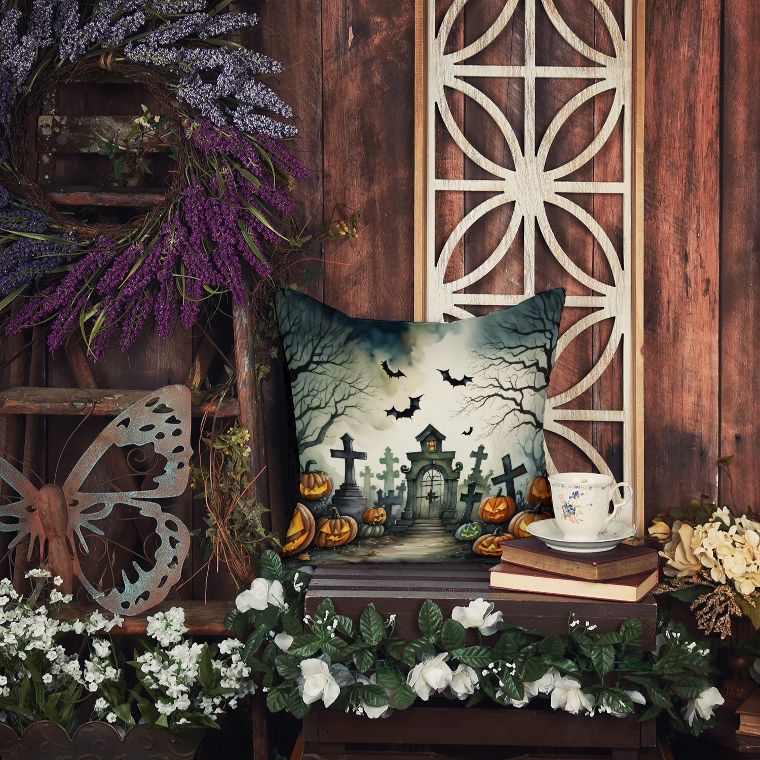Graveyard Spooky Halloween Throw Pillow - One Color / One Size - Home & Garden - Home Textile - Pillows