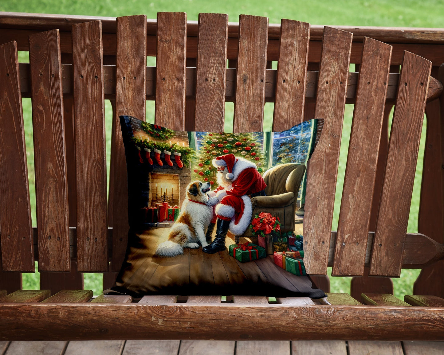 Great Pyrenees and Santa Claus Throw Pillow - One Color / One Size - Home & Garden - Home Textile - Pillows