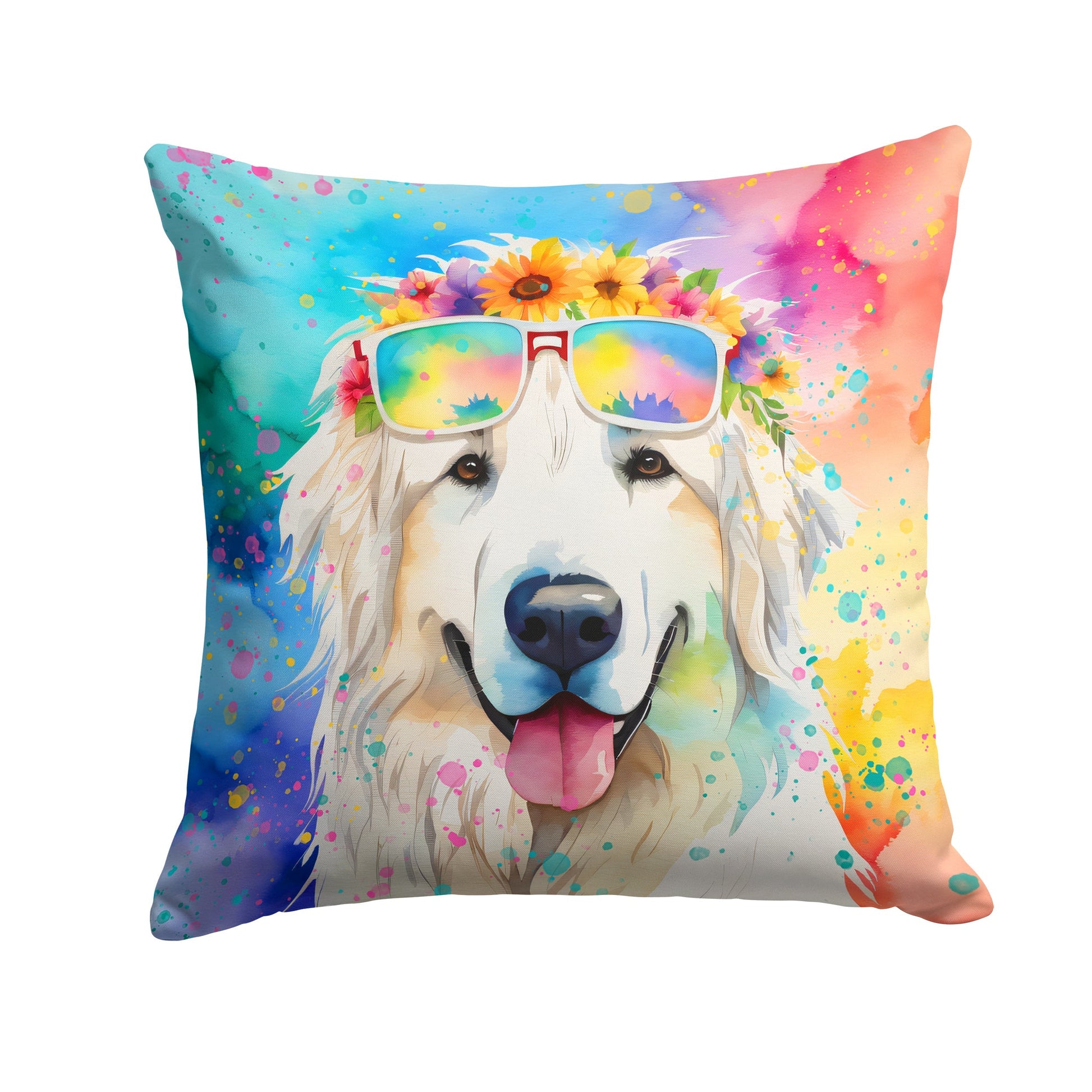 Great Pyrenees Hippie Dawg Throw Pillow - One Color / One Size - Home & Garden - Home Textile - Pillows