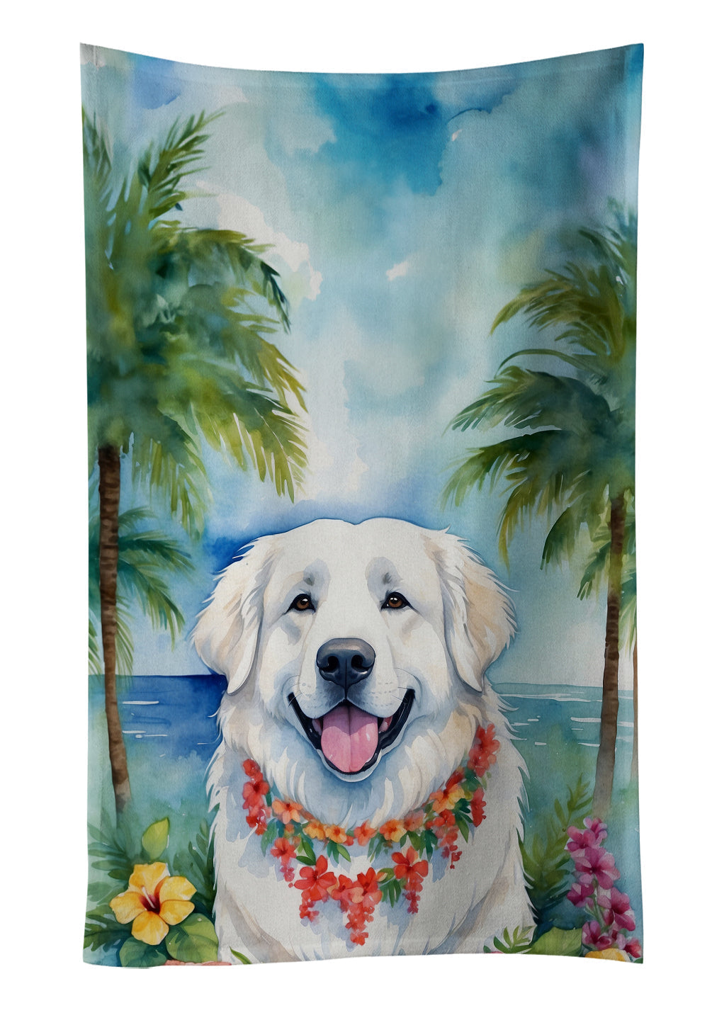 Great Pyrenees Luau Kitchen Towel - One Color / One Size - Home & Garden - Home Textile - Towels