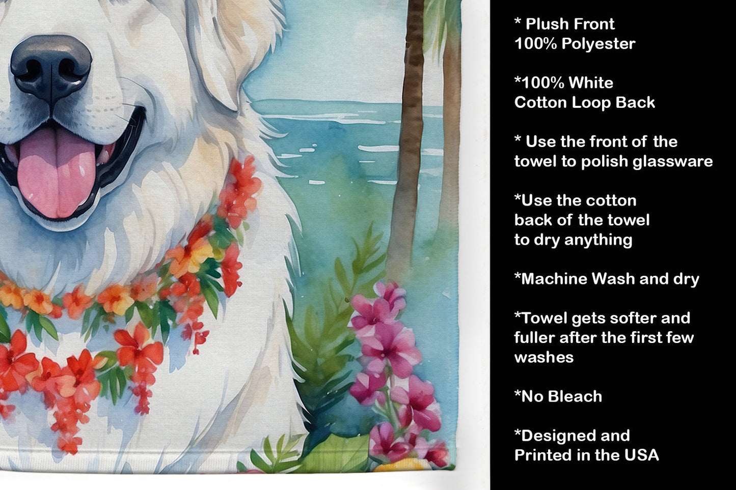 Great Pyrenees Luau Kitchen Towel - One Color / One Size - Home & Garden - Home Textile - Towels