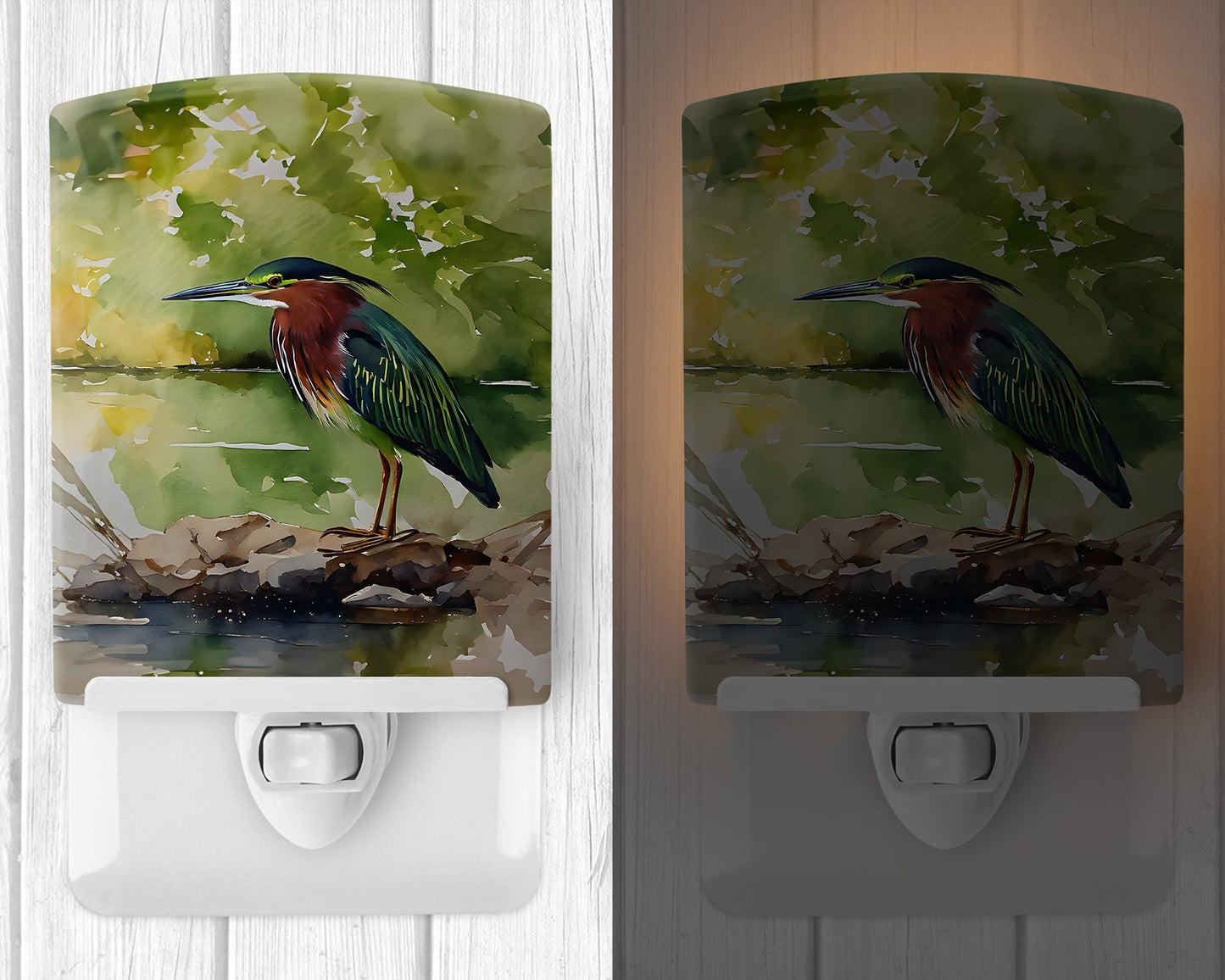 Green Heron Ceramic Night Light - One Color / One Size - Home & Garden - Home Improvement - Lights & Lighting - Night