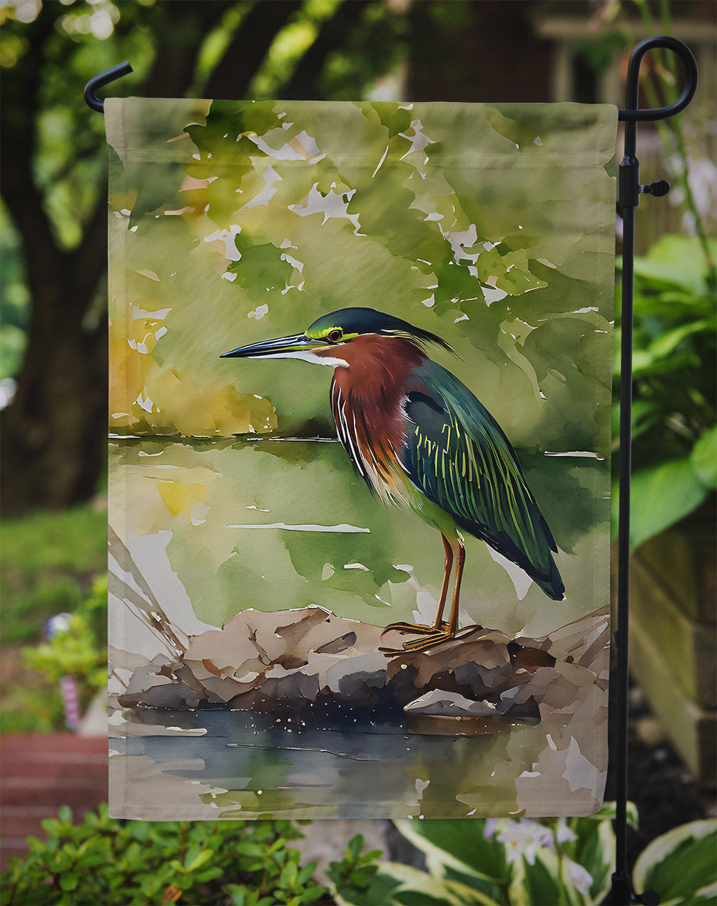 Green Heron Garden Flag - One Color / One Size - Home & Garden - Home Decor - Flags Banners & Accessories