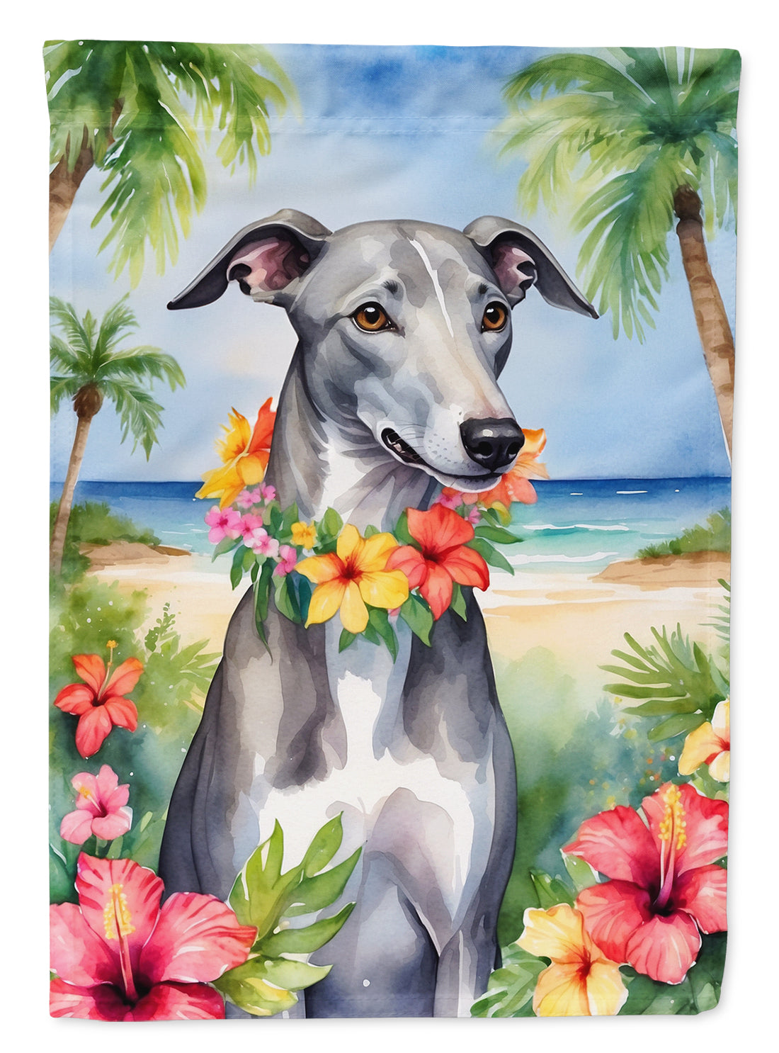 Greyhound Luau Garden Flag - One Color / One Size - Home & Garden - Home Decor - Flags Banners & Accessories