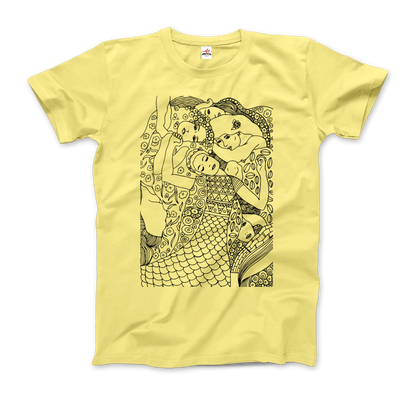 Gustav Klimt the Virgin (Maiden) 1913 Sketch T-Shirt - Men (Unisex) / Spring Yellow / S - Men’s Fashion - Men’s