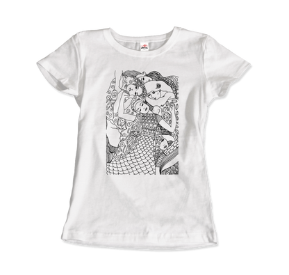 Gustav Klimt the Virgin (Maiden) 1913 Sketch T-Shirt - Women (Fitted) / White / S - Men’s Fashion - Men’s Clothing