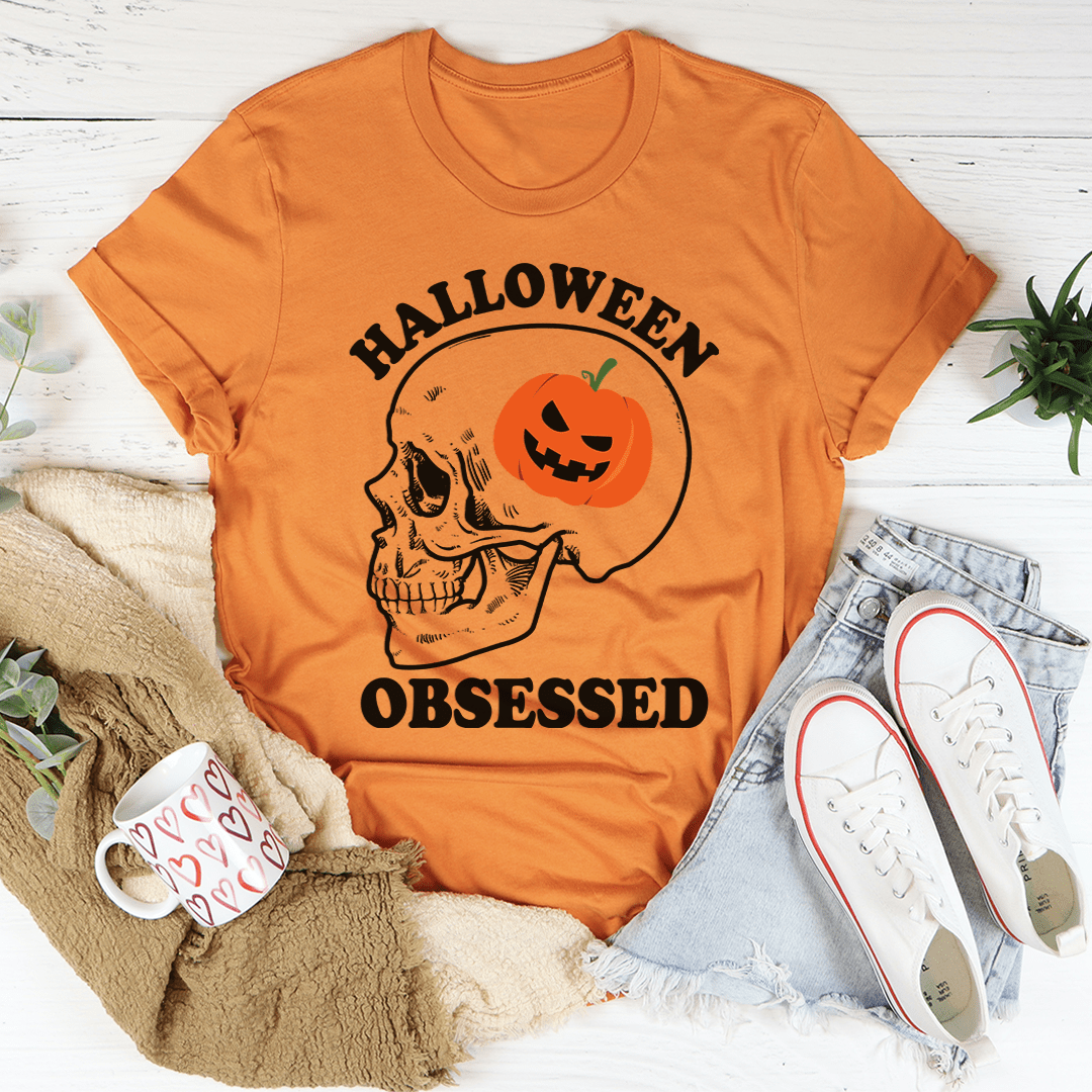 Halloween Obsessed T-Shirt - Burnt Orange / S - Women’s Fashion - Women’s Clothing - Tops & Tees - T-Shirts