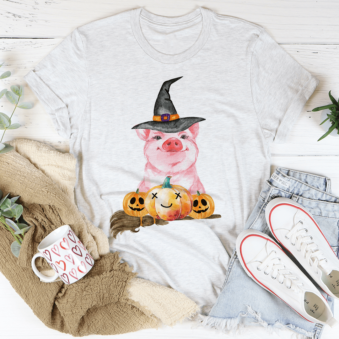 Halloween Pig Tee - S / Ash - Women’s Fashion - Women’s Clothing - Tops & Tees - T-Shirts