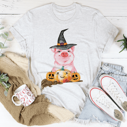 Halloween Pig Tee - S / Ash - Women’s Fashion - Women’s Clothing - Tops & Tees - T-Shirts