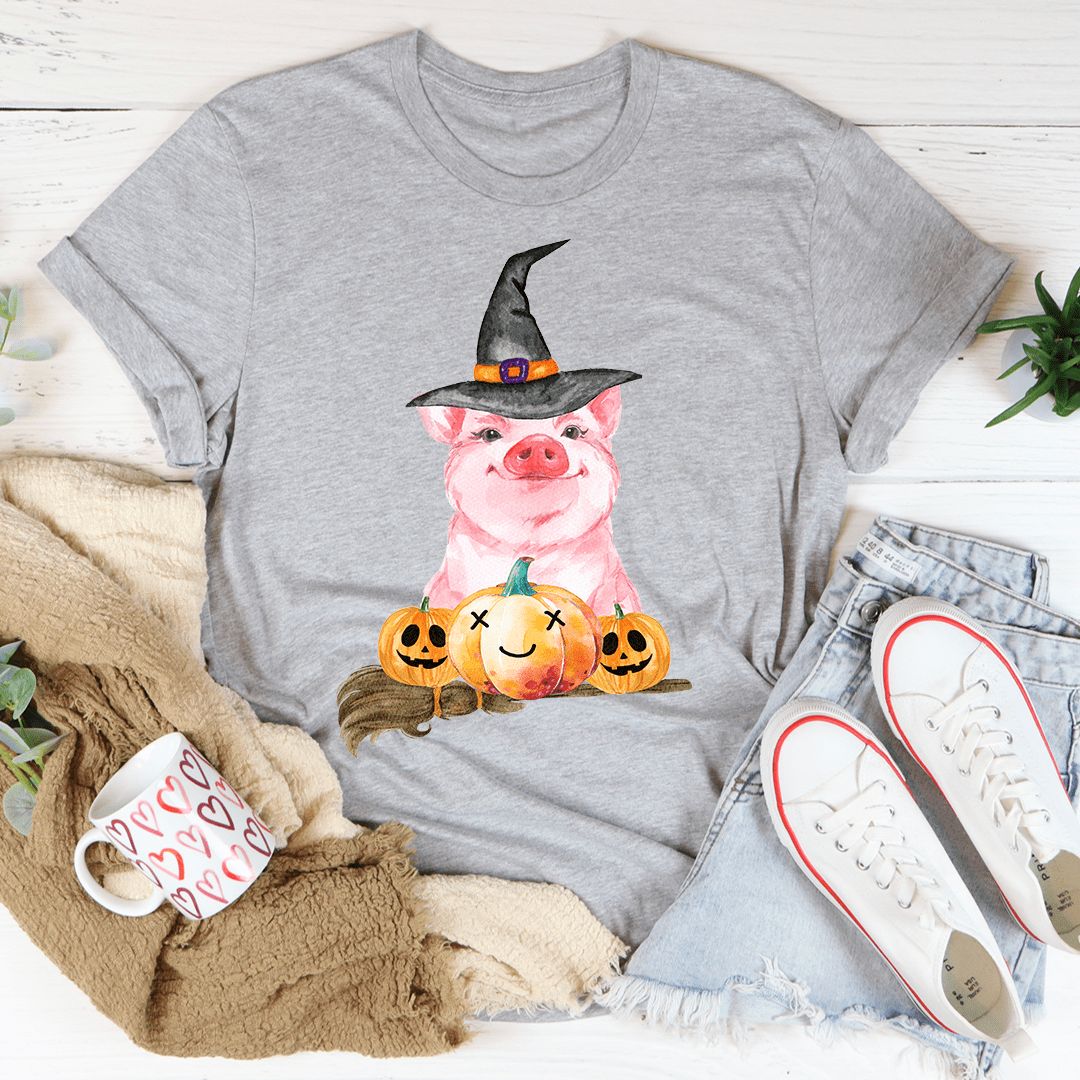 Halloween Pig Tee - S / Athletic Heather - Women’s Fashion - Women’s Clothing - Tops & Tees - T-Shirts