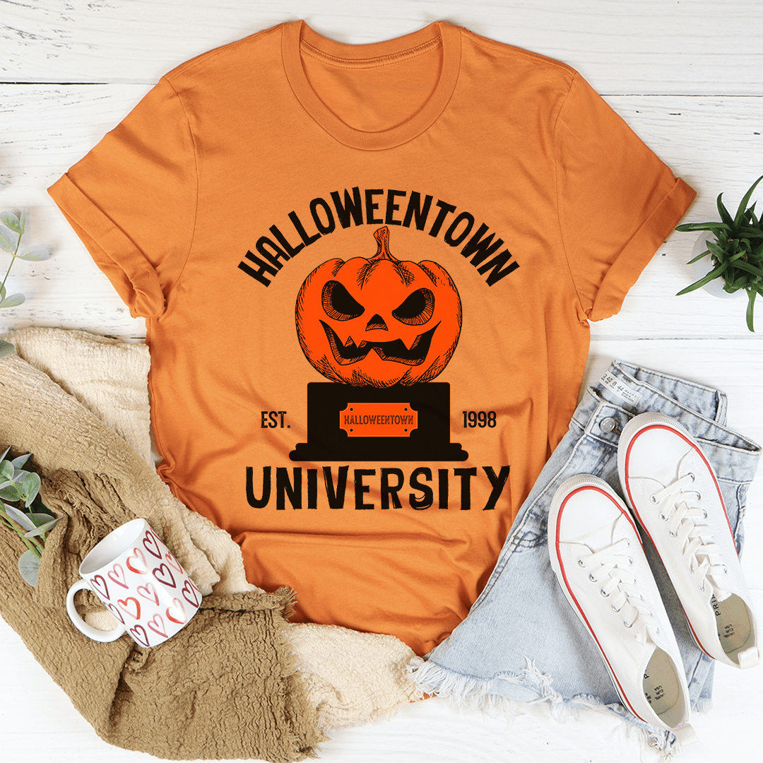 Halloween University Tee - S / Burnt Orange - Women’s Fashion - Women’s Clothing - Tops & Tees - T-Shirts