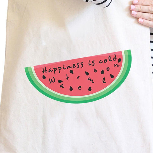 Happiness Is Cold Watermelon Cute Eco-Friendly Canvas Shoulder Tote - One Color / One Size - Bags & Luggage - Women’s