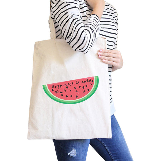 Happiness Is Cold Watermelon Cute Eco-Friendly Canvas Shoulder Tote - One Color / One Size - Bags & Luggage - Women’s