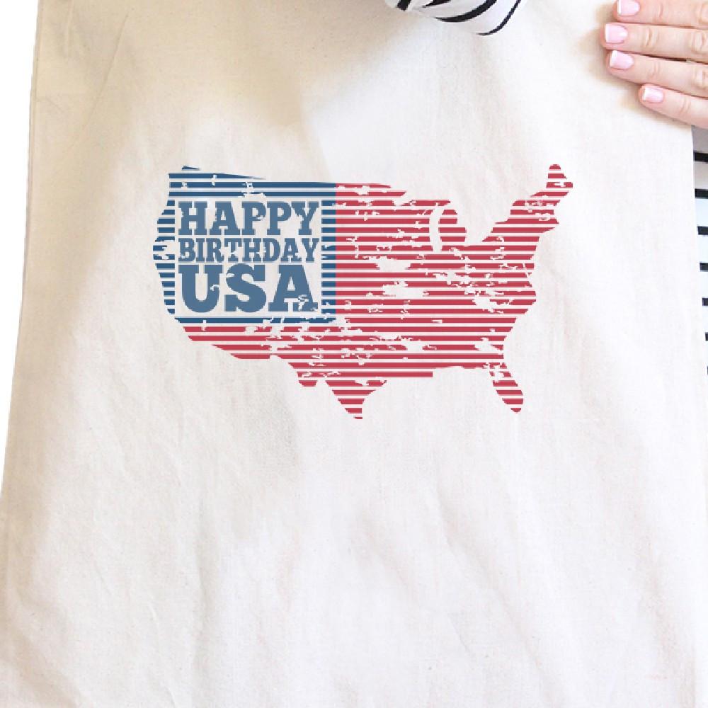 Happy Birthday USA Natural Cotton Canvas Tote for Independence Day - One Color / One Size - Bags & Luggage - Women’s