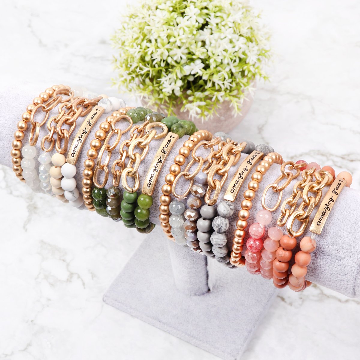 Hdb2995 - ’Amazing Grace’ Charm Multiline Beaded Bracelet - Jewelry & Accessories - Bracelets & Bangles - Charm