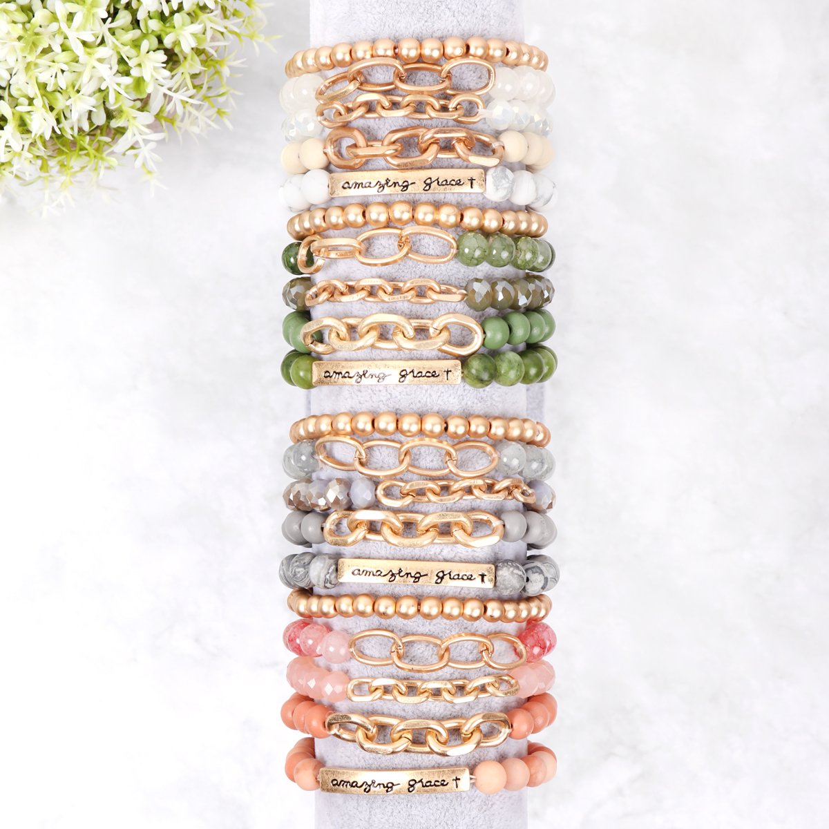 Hdb2995 - ’Amazing Grace’ Charm Multiline Beaded Bracelet - Jewelry & Accessories - Bracelets & Bangles - Charm