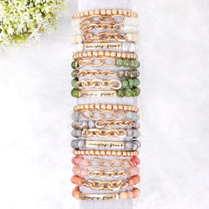 Hdb2995 - ’Amazing Grace’ Charm Multiline Beaded Bracelet - Jewelry & Accessories - Bracelets & Bangles - Charm