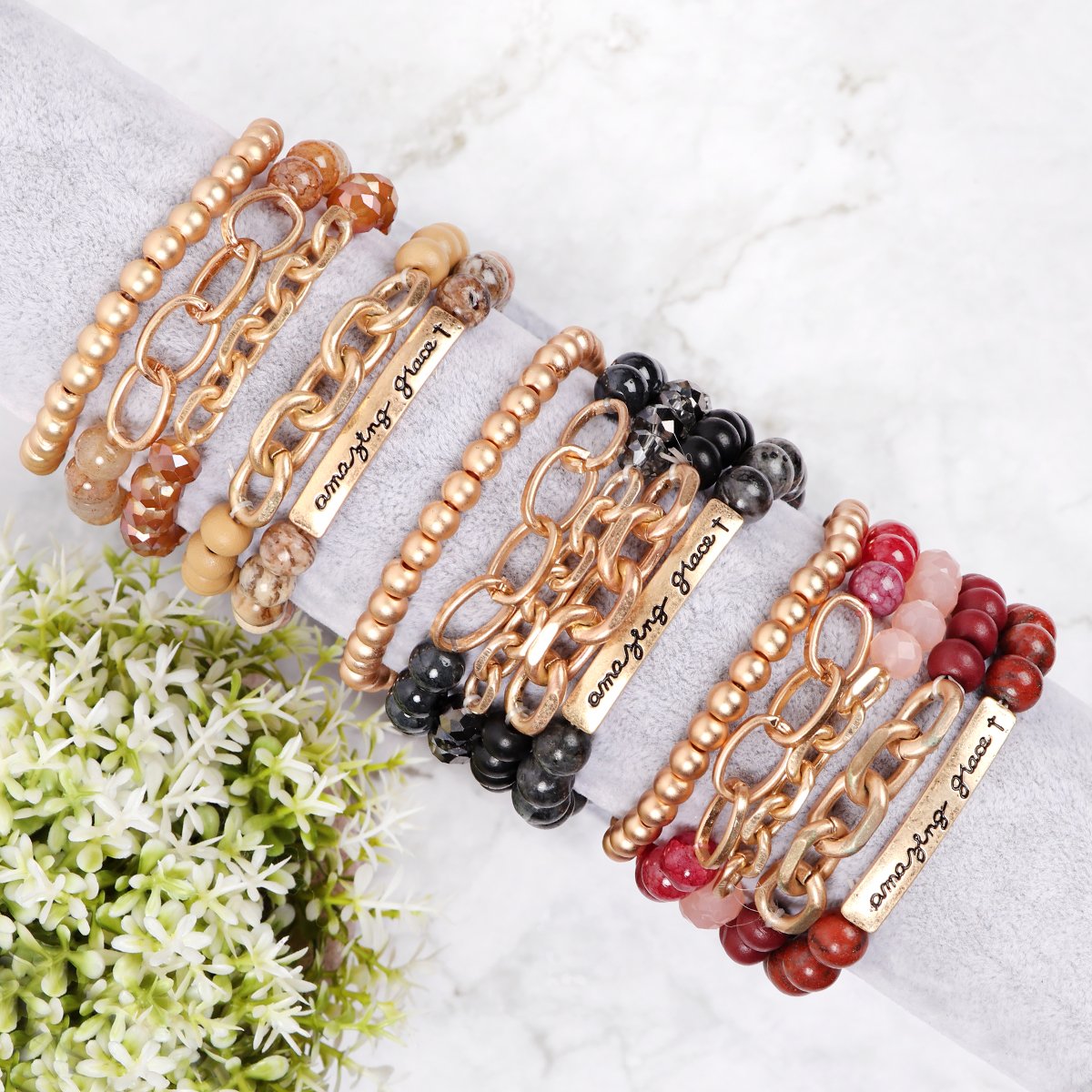 Hdb2995 - ’Amazing Grace’ Charm Multiline Beaded Bracelet - Jewelry & Accessories - Bracelets & Bangles - Charm