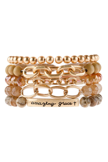 Hdb2995 - ’Amazing Grace’ Charm Multiline Beaded Bracelet - Jewelry & Accessories - Bracelets & Bangles - Charm