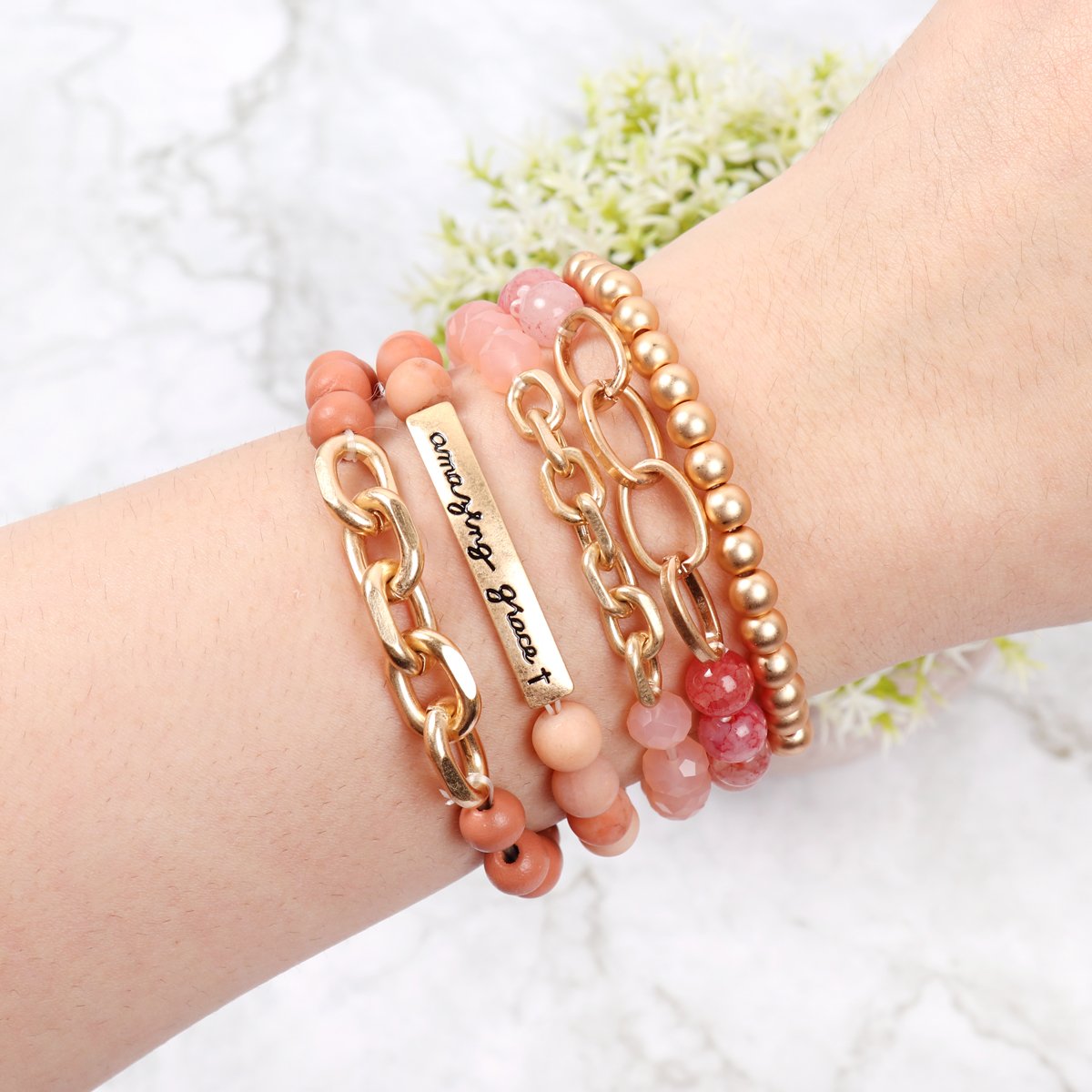Hdb2995 - ’Amazing Grace’ Charm Multiline Beaded Bracelet - Jewelry & Accessories - Bracelets & Bangles - Charm