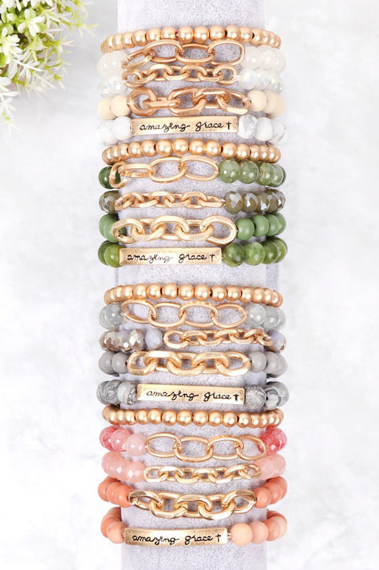 Hdb2995 - ’Amazing Grace’ Charm Multiline Beaded Bracelet - Jewelry & Accessories - Bracelets & Bangles - Charm