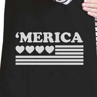 Heart ’Merica Black Canvas Bag Unique Fourth of July Canvas Tote - One Color / One Size - Bags & Luggage - Women’s Bags