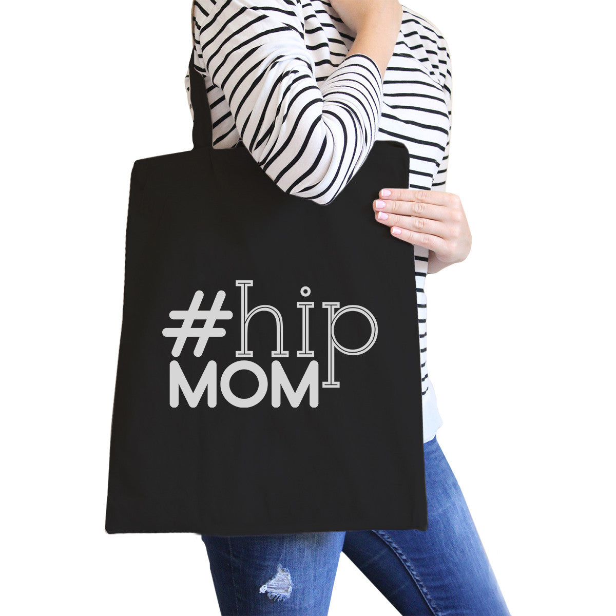 Hip Mom Black Cute Canvas Tote Bag for Young Moms - One Color / One Size - Bags & Luggage - Women’s Bags