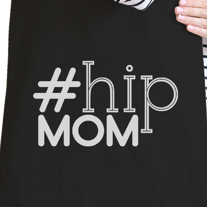 Hip Mom Black Cute Canvas Tote Bag for Young Moms - One Color / One Size - Bags & Luggage - Women’s Bags