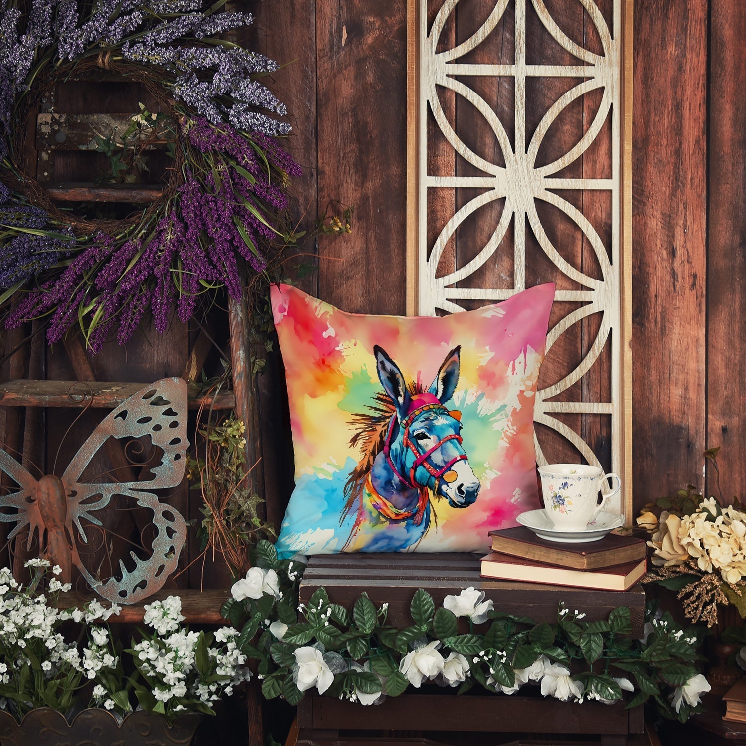 Hippie Animal Donkey Throw Pillow - One Color / One Size - Home & Garden - Home Textile - Pillows