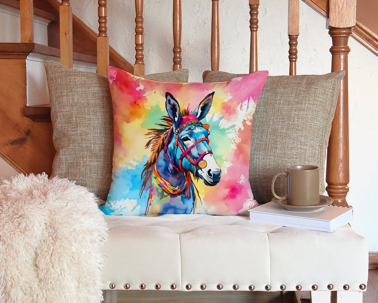 Hippie Animal Donkey Throw Pillow - One Color / One Size - Home & Garden - Home Textile - Pillows