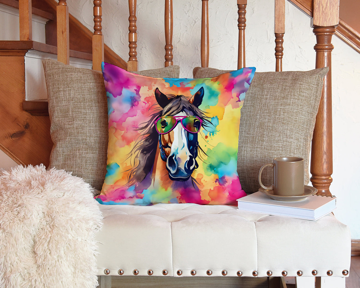 Hippie Animal Horse Throw Pillow - One Color / One Size - Home & Garden - Home Textile - Pillows