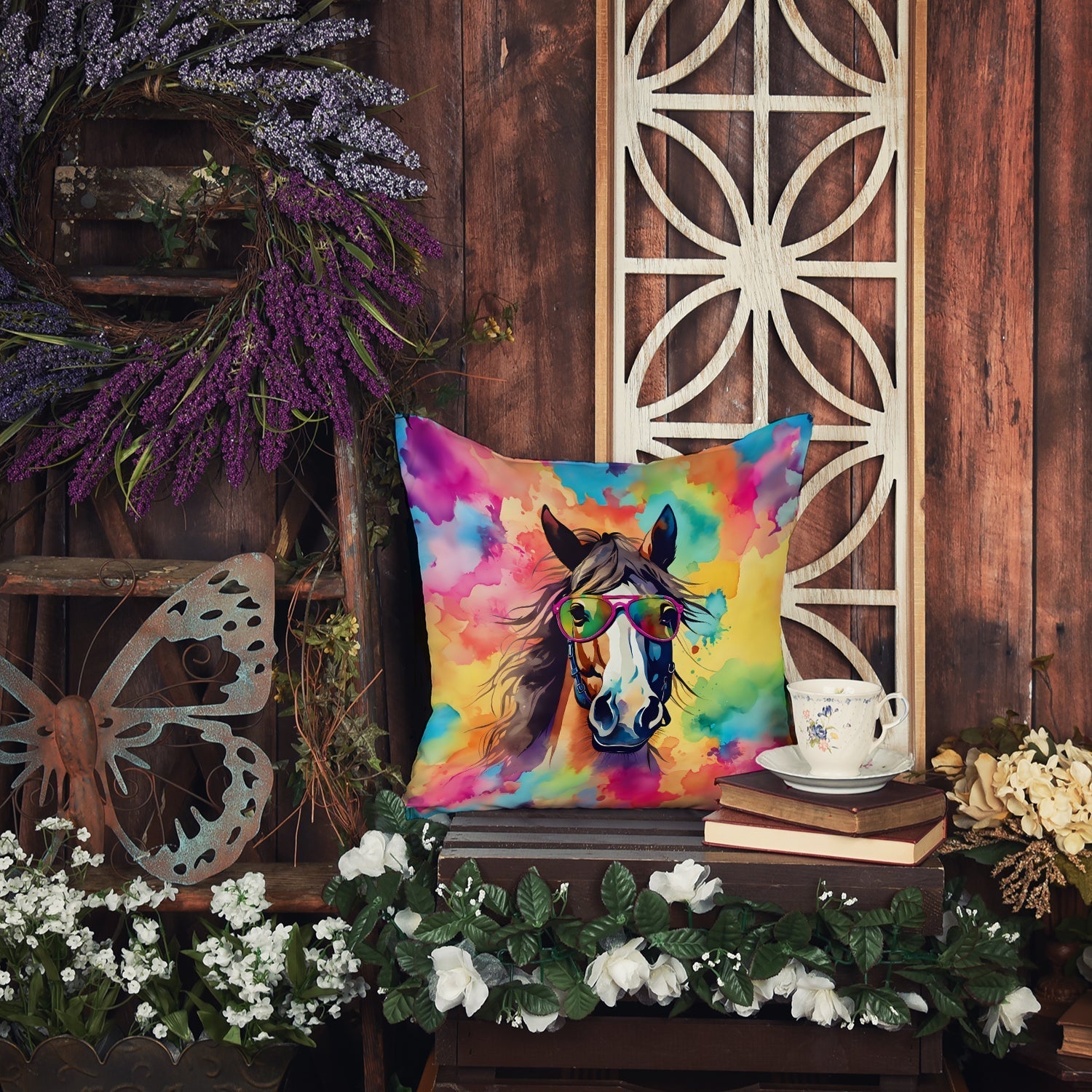Hippie Animal Horse Throw Pillow - One Color / One Size - Home & Garden - Home Textile - Pillows