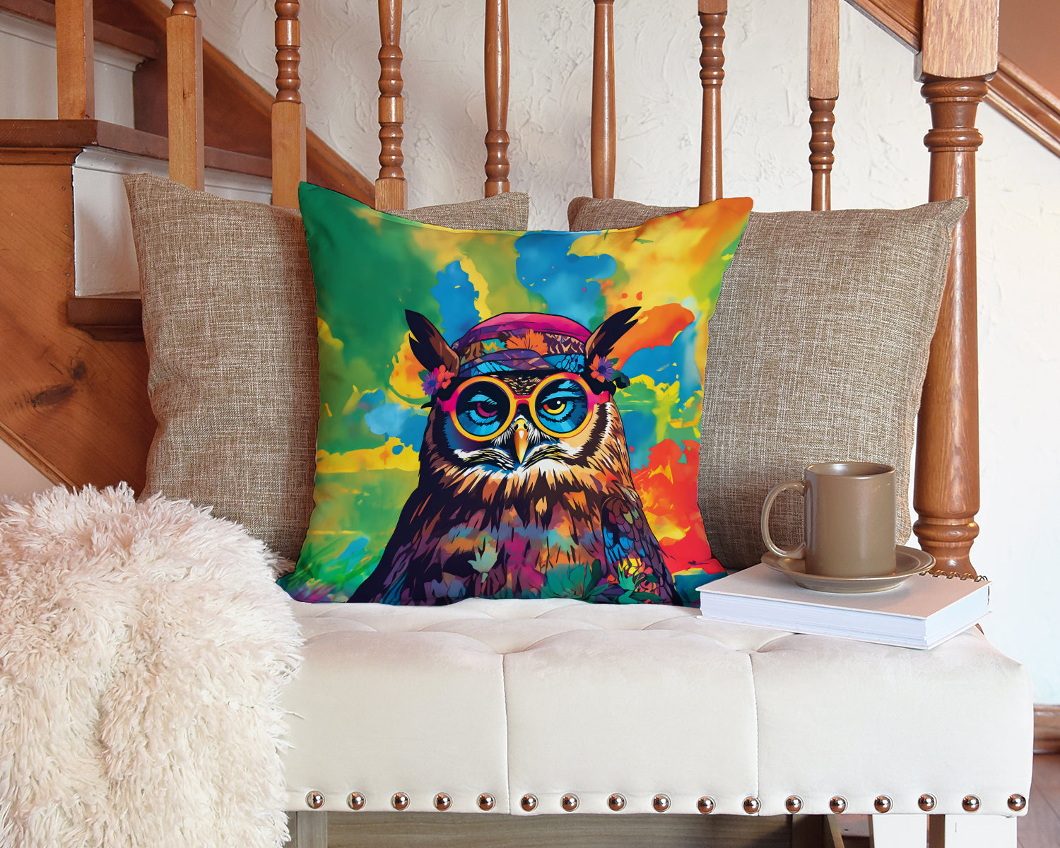 Hippie Animal Owl Throw Pillow - One Color / One Size - Home & Garden - Home Textile - Pillows