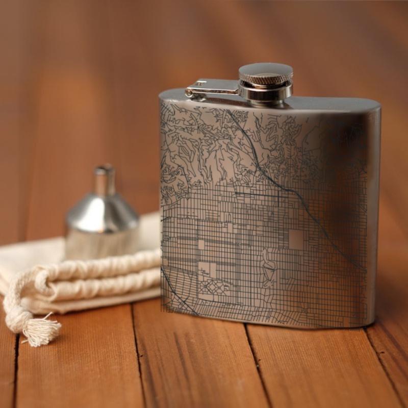Hollywood - California Map Hip Flask - Drinkware