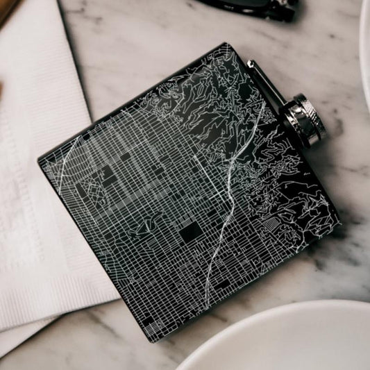 Hollywood - California Map Hip Flask in Matte Black - Drinkware