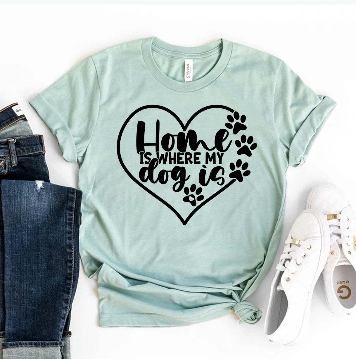 Home Is Where My Dog Is T-Shirt - Women’s Fashion - Women’s Clothing - Tops & Tees - T-Shirts