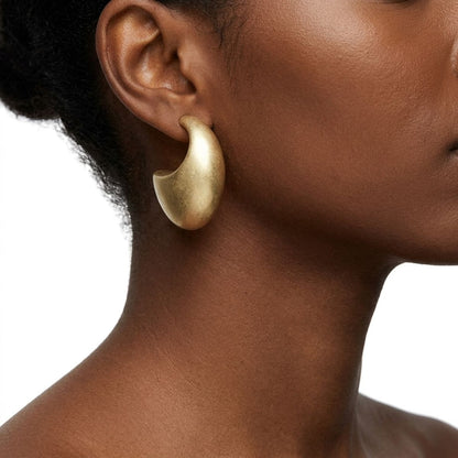 Hoop Matte Gold Chubby Crescent Earrings