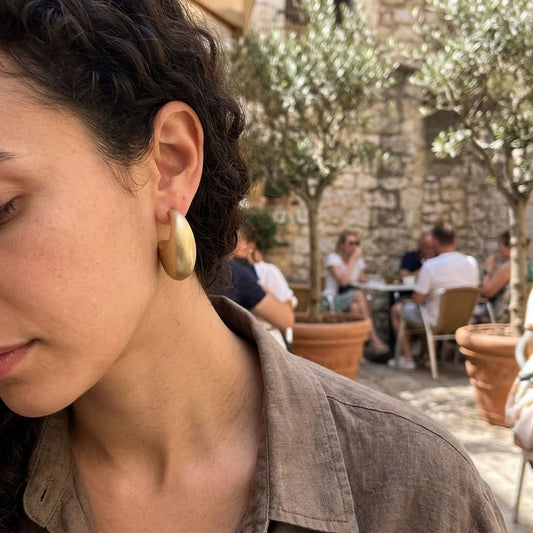 Hoop Matte Gold Chubby Crescent Earrings