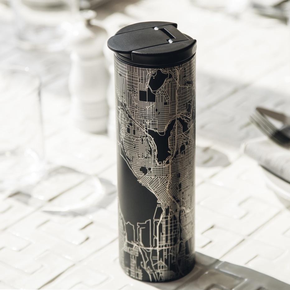 Houston - Texas Map Tumbler in Matte Black - Drinkware