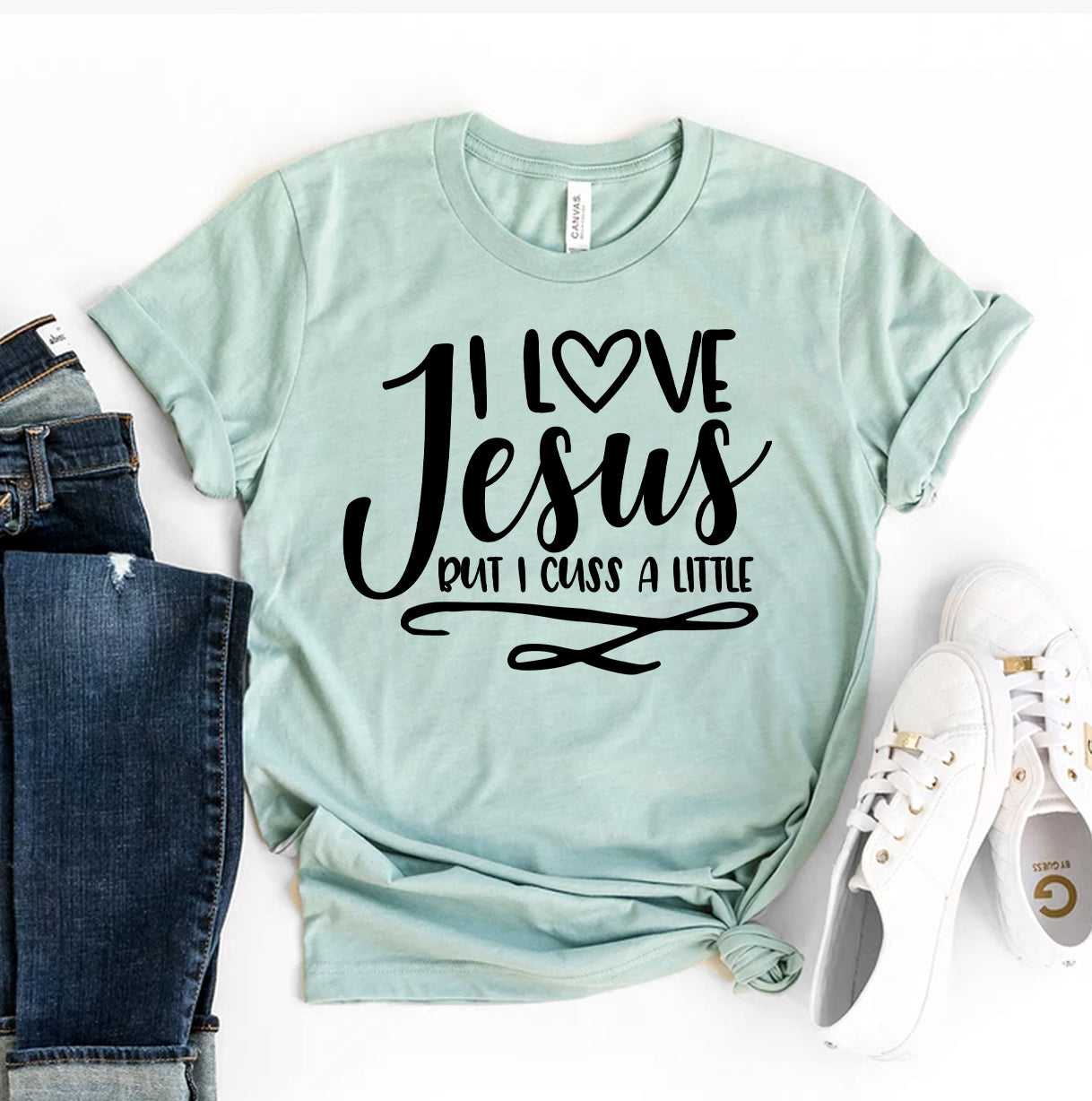 I Love Jesus but I Cuss a Little T-Shirt - Women’s Fashion - Women’s Clothing - Tops & Tees - T-Shirts