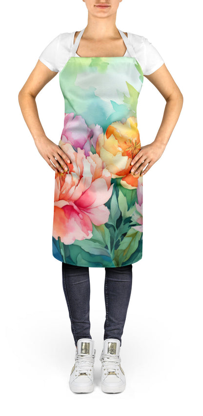 Indiana Peonies in Watercolor Apron - One Color / One Size - Home & Garden - Kitchen Dining & Bar - Table Decoration &