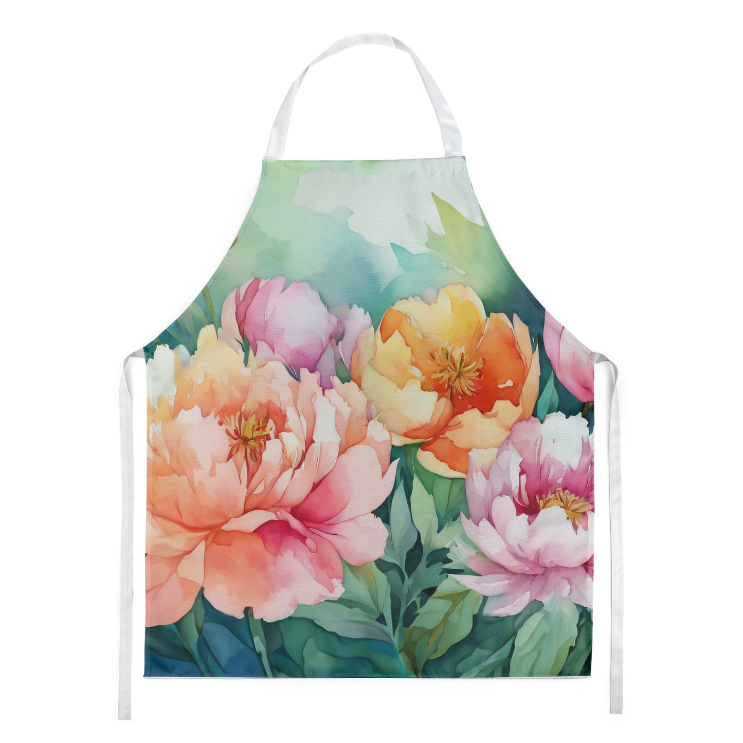 Indiana Peonies in Watercolor Apron - One Color / One Size - Home & Garden - Kitchen Dining & Bar - Table Decoration &