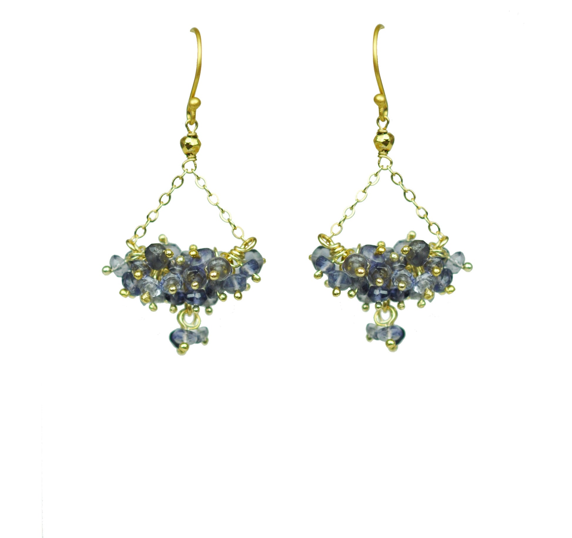 Iolite Cluster Chandelier Earrings - One Color / One Size - Jewelry & Accessories - Earrings