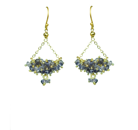 Iolite Cluster Chandelier Earrings - One Color / One Size - Jewelry & Accessories - Earrings